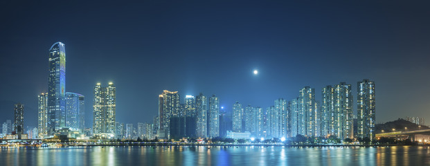Panorama of Hong Kong City at night