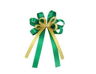 Christmas ribbon decoration on white background