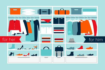 Vector illustration of the family wardrobe