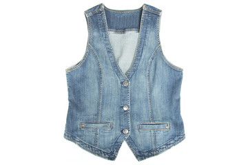 Blue denim vest isolated on a white background