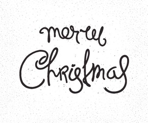 Fototapeta na wymiar Hipster Christmas retro label. Monochrome hand-drawn calligraphy 