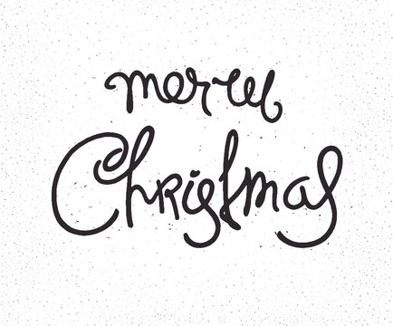 Hipster Christmas retro label. Monochrome hand-drawn calligraphy 