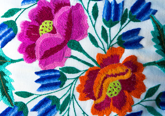 Hand embroidery colorful flowers rustic style