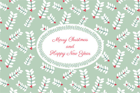 Vector colorful greetings cards for Merry Christmas with tree, flower, garlands, text for print and web