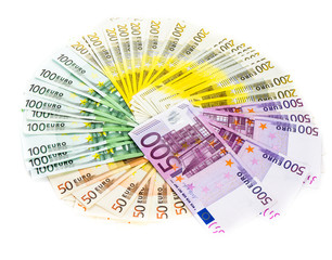 euro banknote money finance cash on white background