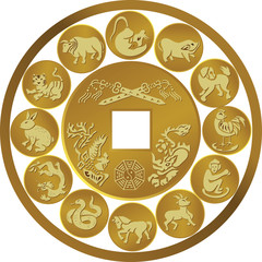 Vector illustration of Zodiac coin symbol