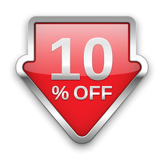 10 percent off vector badge, silver