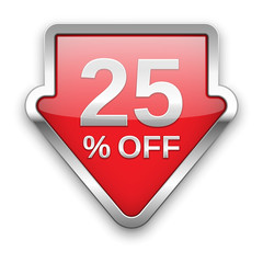 25 percent off vector badge, silver