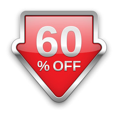 60 percent off vector badge, silver