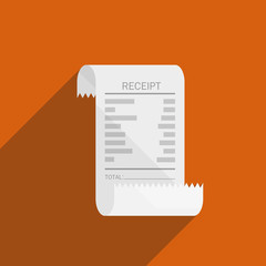 receipt bill icon flat design on orange background