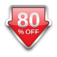 80 percent off vector badge, silver