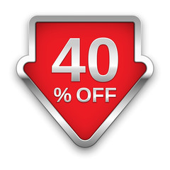40 percent off vector badge, silver