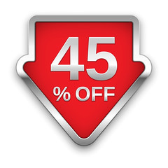 45 percent off vector badge, silver