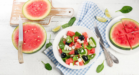 Fresh healthy Salad with Watermelon.