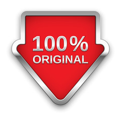 100 percent original vector badge, silver