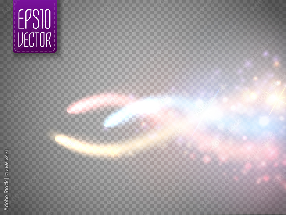 Aufkleber magic glow star light effect with colorful blur curved lines.