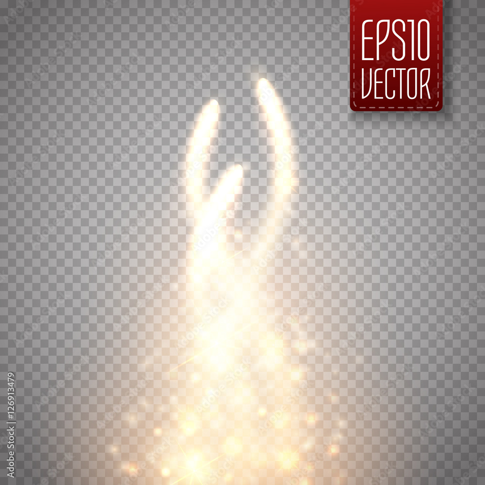Poster magic glow star light effect with golden blur curved lines.