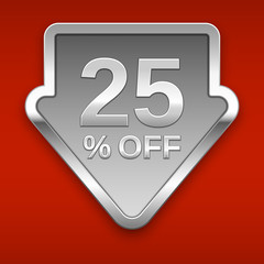 25 percent off vector badge, silver