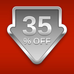 35 percent off vector badge, silver