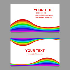 Wavy rainbow colored business card set