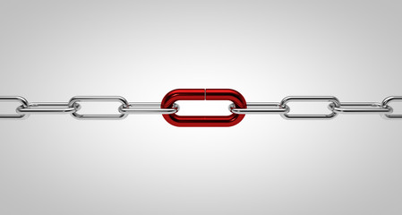 Obraz premium 3d metallic chain links on neutral background.