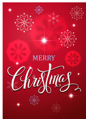 Fototapeta na wymiar Christmas background. Merry Christmas card template with greetings handwriting.Vector illustration EPS10