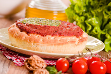 Calzone with walnuts and endive. 