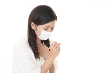 風邪に罹患した女性