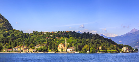 Tremezzo Tremezzina panoramic view, Como Lake district landscape