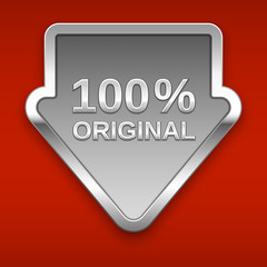 100 percent original vector badge, silver