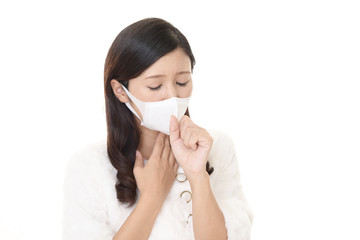 風邪に罹患した女性