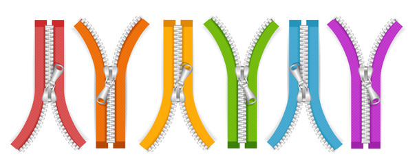 Clothes Colorful Zip Collection Open Positions. Vector © mouse_md