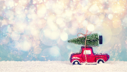 Christbaum auf dem Autodach - den Weihnachtsbaum besorgen