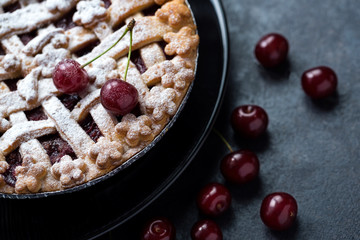 dessert- pie with cherries.