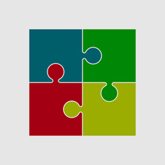 Four Color Piece Puzzle Round Infographic. 4 Step.