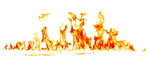 Papier Peint photo Flamme Flammes de feu isolés sur fond blanc