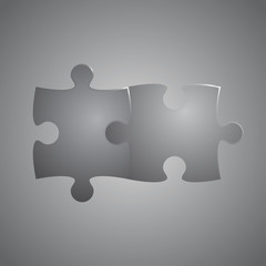 Two Grey Piece Puzzle Round Infographic. 2 Step.