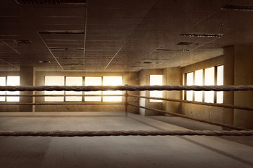 Empty ring boxing arena for training