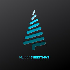 Modern vector christmas tree made from lines