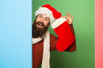 christmas man with decorative stocking