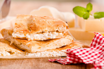 Cheese focaccia bread. 