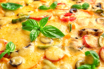 Delicious pizza, closeup