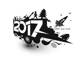 Happy new year 2017 - New Year Holiday design elements for holiday cards, for decorations Vector Illustration background