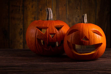 halloween pumpkins on a table
