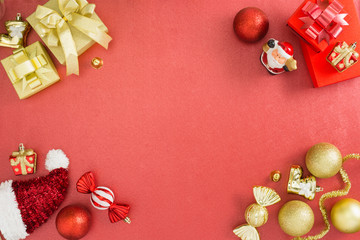 Christmas gift box with decorative ornaments