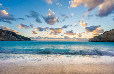 Obraz premium Porto Katsiki beach sunset on Lefkada island in Greece