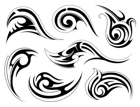 Various ethnic style tattoo swirls