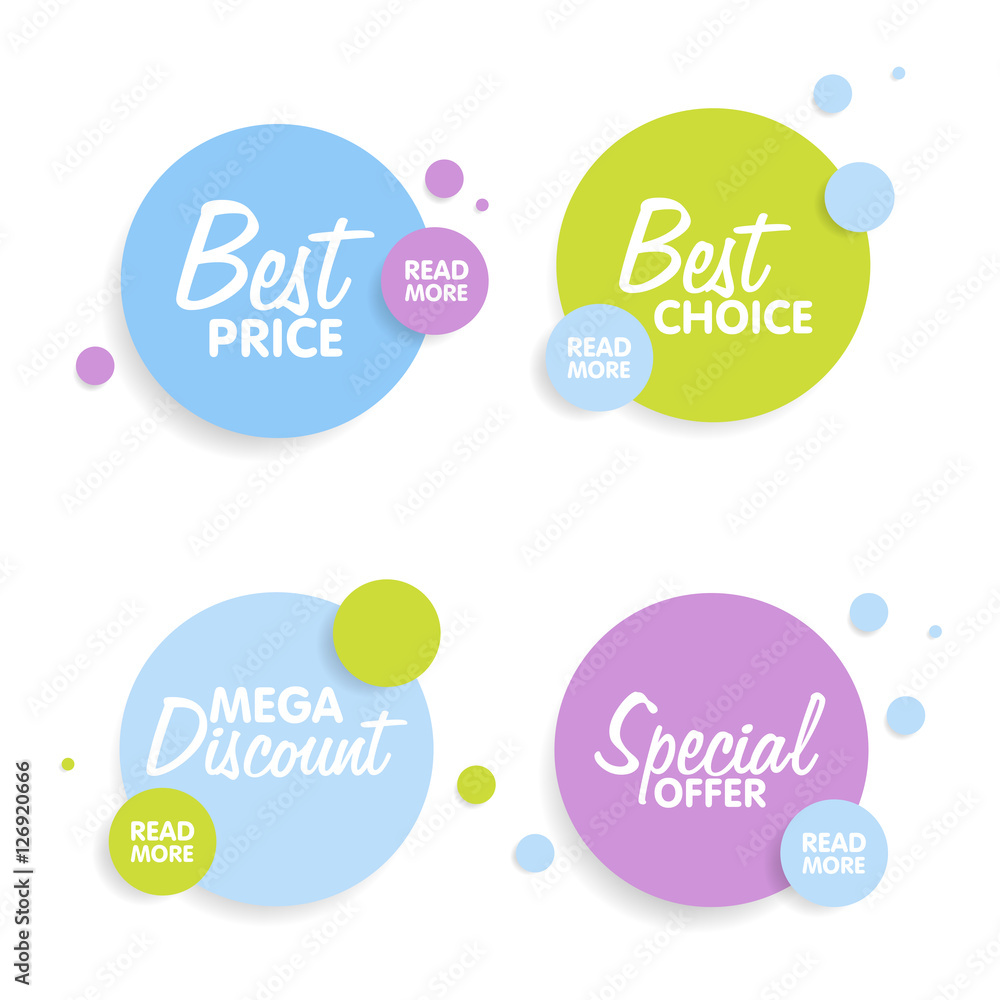 Poster set of round colorful vector shapes. abstract vector banners. material design elements