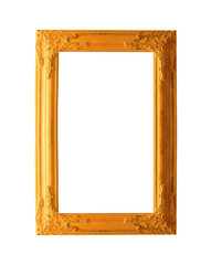 Fototapeta premium Gold wooden frame isolated on white background