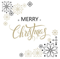 Merry Christmas.Seasonal Vector hand drawn Lettering. Cones and Christmas tree. Botanical hand drawn vector background. Isolated xmas pinecones. Great for greeting cards, backgrounds, holiday decor